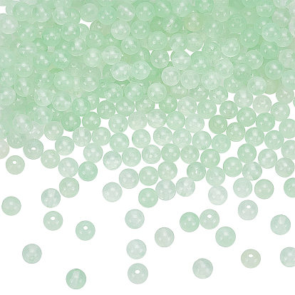 300Pcs Natural White Jade Beads, Round, Dyed