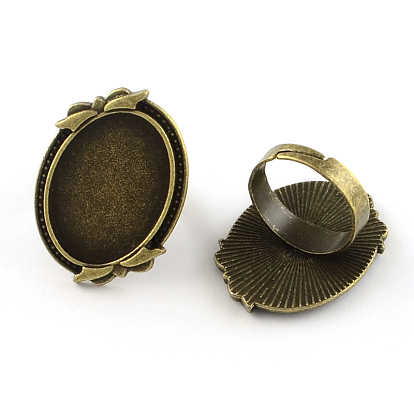 Регулируемые литые настройки овальной накладки кольцо, с железным кольцом хвостовиков, без свинца и без никеля , лоток: 18x25 мм, 17.5 мм, о 180 шт / 1000 г