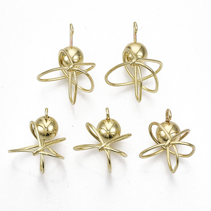 Rack Plating Alloy Wire Wrapped Pendants, with ABS Plastic Imitation Pearl, Cadmium Free & Lead Free