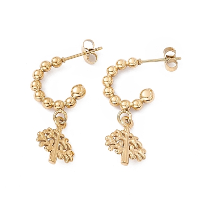 304 кольцо из нержавеющей стали с подвесками в виде дерева жизни, полукруглые серьги для женщин, ионное покрытие (ip)