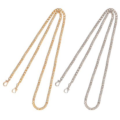 Bag Strap Chains, with Iron Curb Chains and Alloy Lobster Claw Clasps, for Bag Straps Replacement Accessories