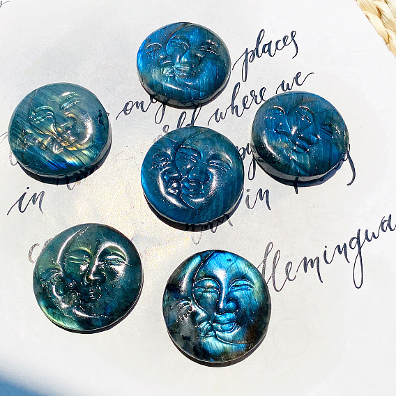 Резные фигурки исцеляющей богини луны из натурального лабрадорита, Украшения из камня с энергией Рейки