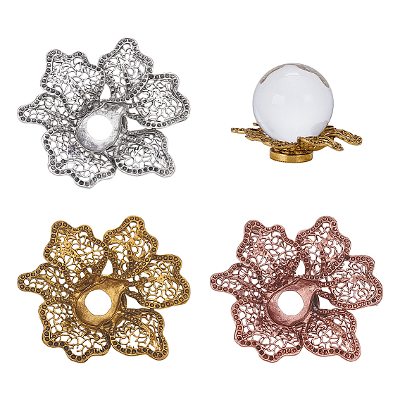 3шт. 3 цветные держатели для хрустальных шаров из сплава, цветок