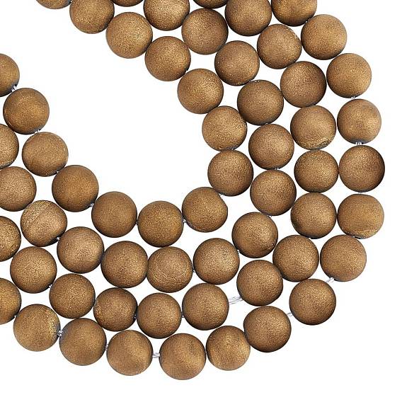 ARRICRAFT Electroplate Natural Agate Round Beads Strands, Dyed