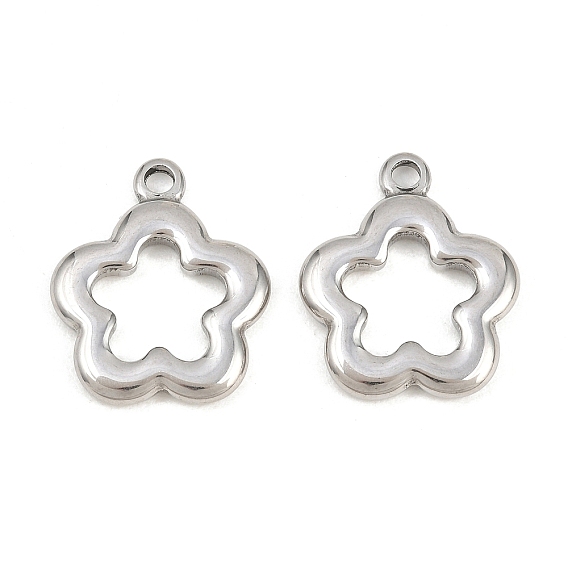 Полые 304 из нержавеющей стали кулоны, цветочный шарм