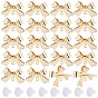24 шт. латунные серьги-гвоздики, бантом, с горизонтальными петлями и 20пластиковыми ушными гайками