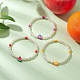 3шт. Летние фруктовые браслеты из АБС-пластика с имитацией круглых жемчужин и бусинами для женщин, с бусиной из полимерной глины ручной работы, арбуз, виноград и апельсин