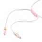 Adjustable Nylon Thread Braided Bead Bracelets, Evil Eye Lampwork Charm Bracelets, with Round Glass Seed Beads