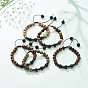 Natural Lava Rock & Wood Braided Bead Bracelet, Essential Oil Gemstone Jewelry for Women