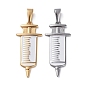 304 Stainless Steel Pendants, with Enamel, Injection Syringe Shape, White