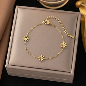 304 из нержавеющей стали цветок ссылка браслеты, ювелирные изделия из кабельной цепи для женщин