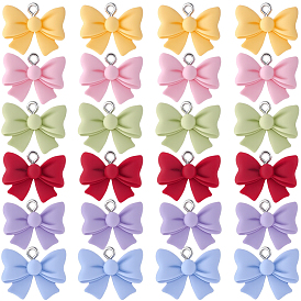 36 шт 6 цвета подвески из непрозрачной смолы, бантом, с петлей