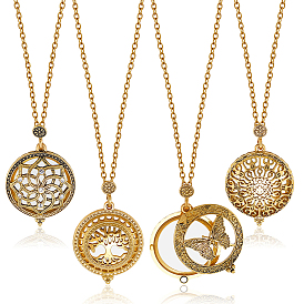 4шт 4 стили увеличительное стекло магнитный медальон кулон ожерелья, с тросовыми цепями из цинкового сплава, плоско-круглые