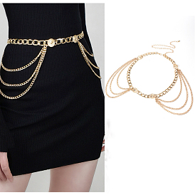 Цепочка из сплава с кисточками из монеты, многослойная, на талию, на живот, для женщин