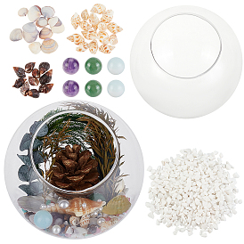 BENECREAT Ocean Them Microlandscape Glass Cylinder Making Kit, Including Glass Vase, Silica Sands, Shell & Natural Amethyst & Aventurine & Opalite Beads