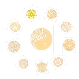 Sunnyclue 10 листы 10 стили тема чакра самоклеющиеся латунные наклейки, наклейки для скрапбукинга, для поделок из эпоксидной смолы, золотые