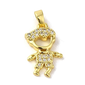 Rack Plating Brass Micro Pave CLear Cubic Zirconia Pendants, Real 18K Gold Plated, Long-Lasting Plated, Cadmium Free & Lead Free
