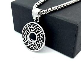 Винтажные полые ожерелья из нержавеющей стали с подвеской в виде монеты в виде узла викингов для женщин, модные ювелирные изделия