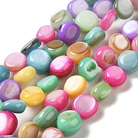 Cuentas de concha de perla natural hebras, teñido, plano y redondo