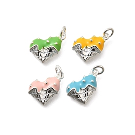 925 подвески-сердечки в виде мороженого из стерлингового серебра, с прыжковых колец, серебряный цвет гальваническим