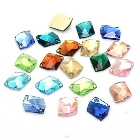 Sew on Rhinestone, Glass Rhinestone, Two Holes, Garment Accessories, Faceted, Twist Rhombus