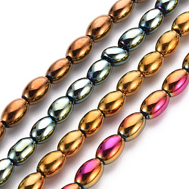 Electroplate Opaque Glass Beads Strands, Oval