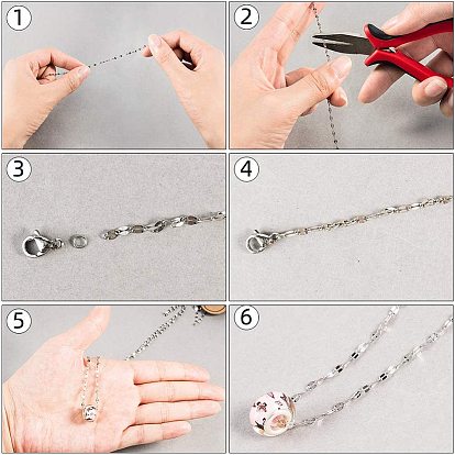 DIY Chain Making Sets, with 304 Stainless Steel Jump Rings, 304 Stainless Steel Lobster Claw Clasps and 304 Stainless Steel Chains