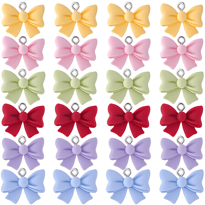 36 шт 6 цвета подвески из непрозрачной смолы, бантом, с петлей