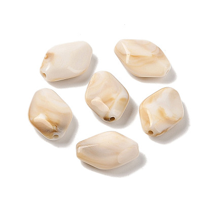 Two Tone Opaque Acrylic Beads, Imitation Gemstone, Rhombus