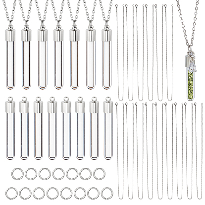 Наборы для изготовления ожерелий своими руками, включая 15 пакеты, прозрачные стеклянные бутылки, подвески, 15шт. 304 цепочки из нержавеющей стали и 15шт. открытые соединительные кольца, колонка