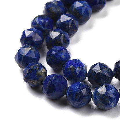 Lapis-lazuli, brins de perles naturels , étoiles coupées perles rondes, facette