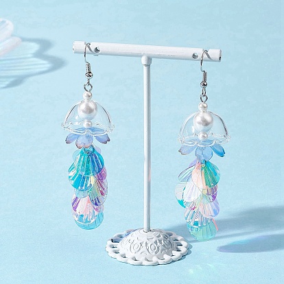 316 серьги-подвески в виде медуз из хирургической нержавеющей стали, с ракушечным жемчугом и акриловыми и ПВХ-пайетками