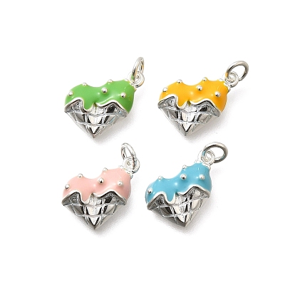 925 подвески-сердечки в виде мороженого из стерлингового серебра, с прыжковых колец, серебряный цвет гальваническим