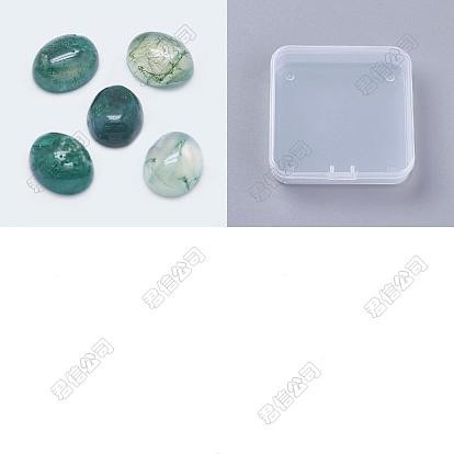 30pcs cabochons d'agate mousse naturelle, ovale