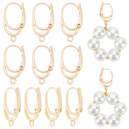 10 шт. латунные серьги с рычагом, с горизонтальными петлями, овальные