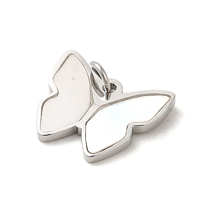 304 Stainless Steel with Shell Butterfly Charms