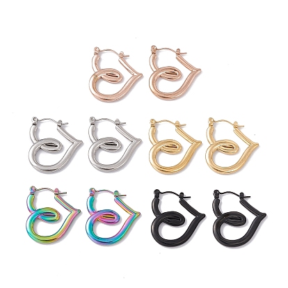 304 Серьги-кольца в форме сердца из нержавеющей стали для женщин, ионное покрытие (IP)