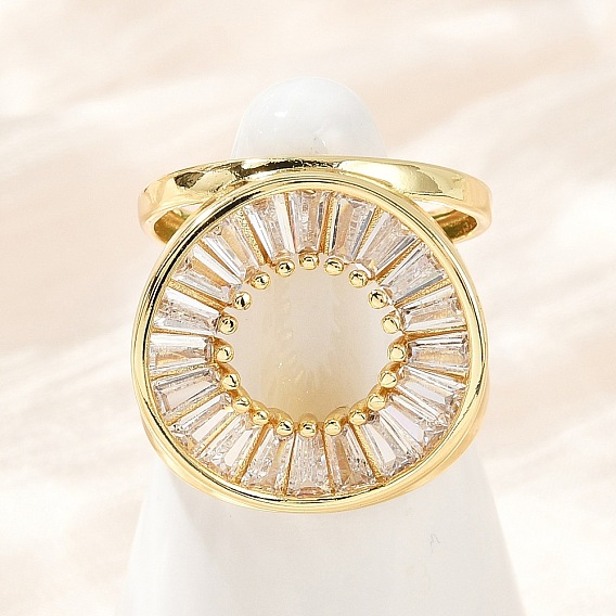 Манжеты из латуни с микро паве кубический цирконий для женщин, круглые, стойки покрытие, долговечный, без свинца и без кадмия, круглые кольца