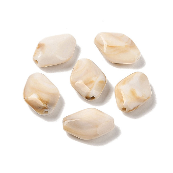 Two Tone Opaque Acrylic Beads, Imitation Gemstone, Rhombus