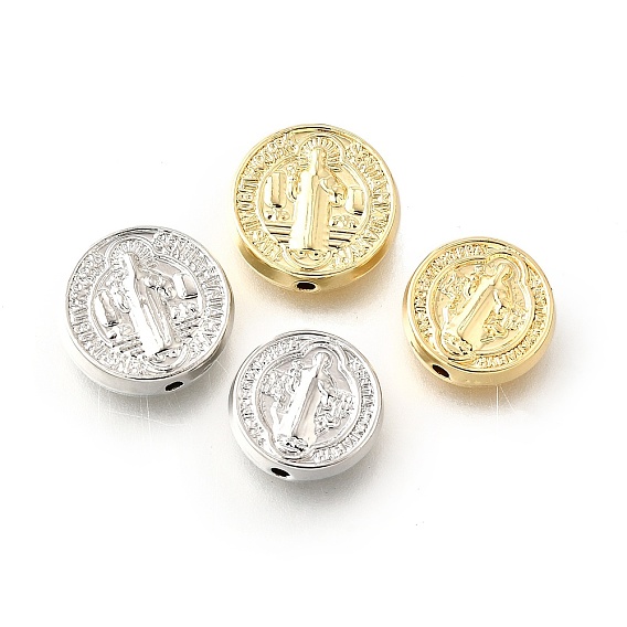 Латунные бусины, плоский круглый с узором священника