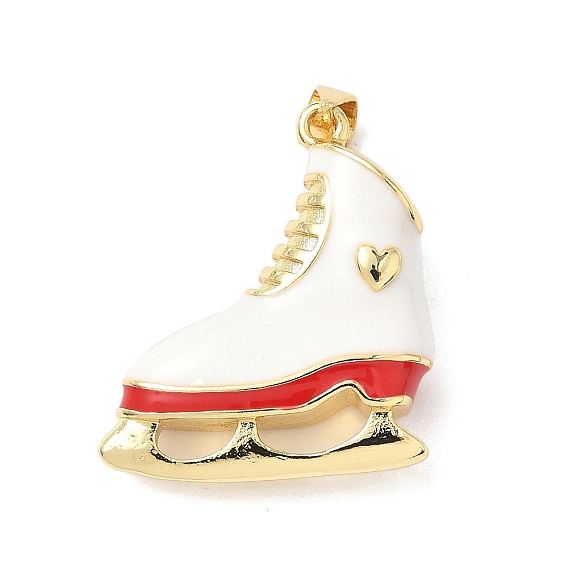 Латунь эмаль подвески, ледяные коньки очарование, без свинца и без кадмия, долговечный, реальный 18 k позолоченный, стойки покрытие