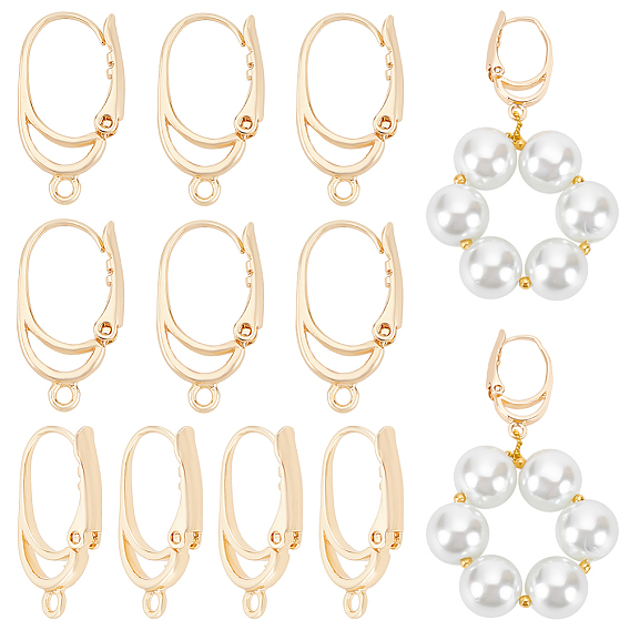 10 шт. латунные серьги с рычагом, с горизонтальными петлями, овальные