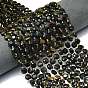 3- окрашенные нити из натурального тигрового глаза, граненый шестиугольный разрез, плоско-круглые, с бисером