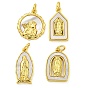 Подвески из настоящей латуни с покрытием из золота 18K, ракушкой и соединительными кольцами, религия дева мария