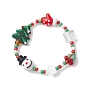 Рождественские тематические браслеты из стеклянного бисера, Рождественская елка, снеговик и подарочные браслеты для женщин