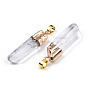 Natural Crystal Big Pointed Pendants with Golden Plated Iron Findings, Bullet