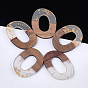 Resin & Walnut Wood Pendants, with Gold Foil, Oval