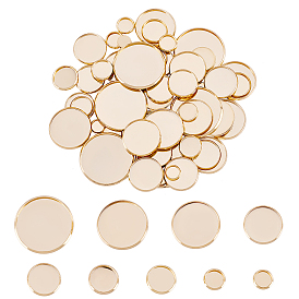 54 шт. 9 стиль 304 чашки из нержавеющей стали с гладким краем, кабошон настройки, плоско-круглые