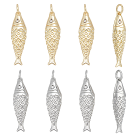 8 шт. 2 цвета стойки, латунные подвески, рыбы прелести, без кадмия и без свинца, долговечный, с целью перехода в кольце