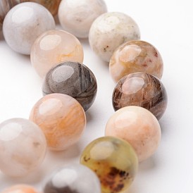 Round Natural Bamboo Leaf Agate Bead Strands